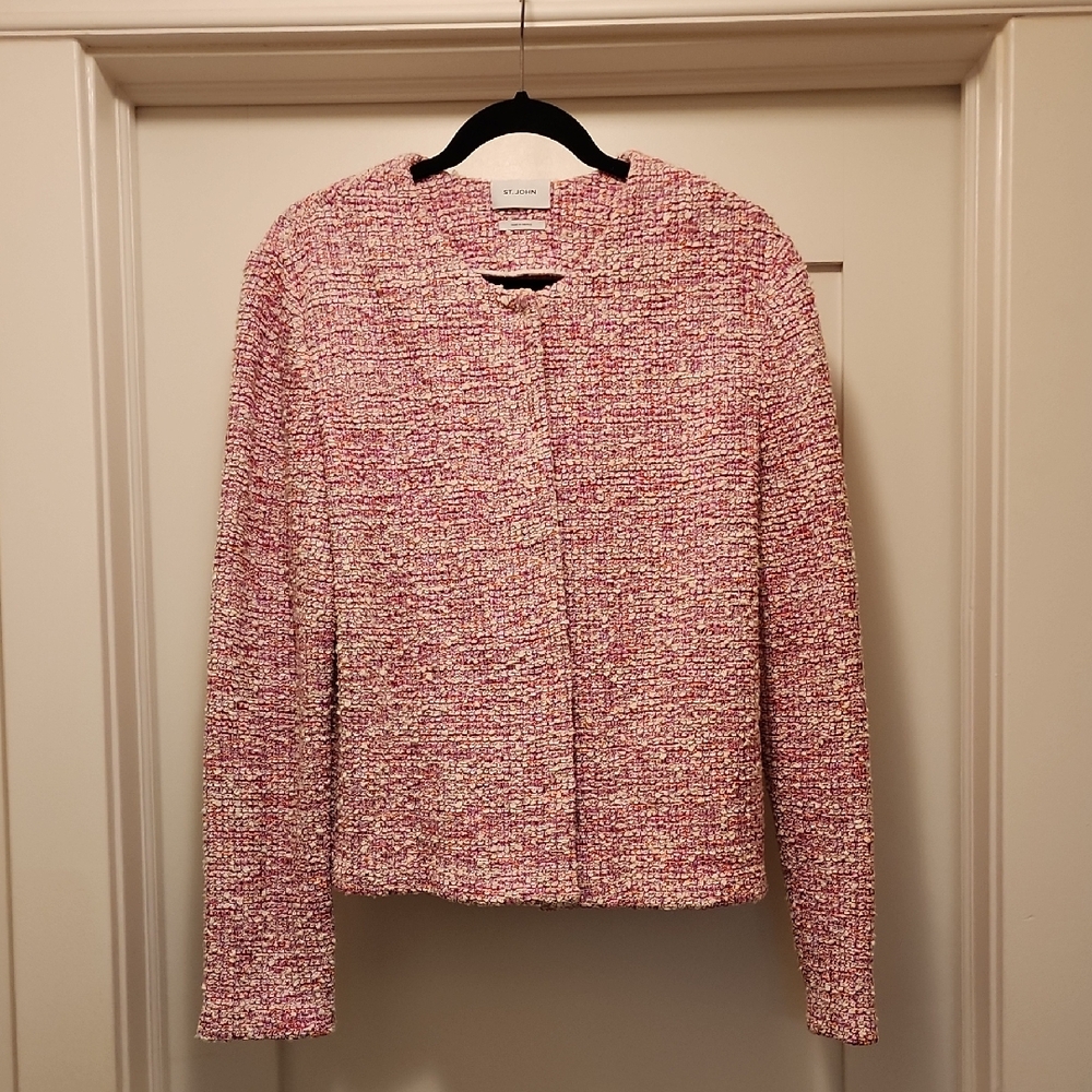 St. John Pink and White Tweed Blazer